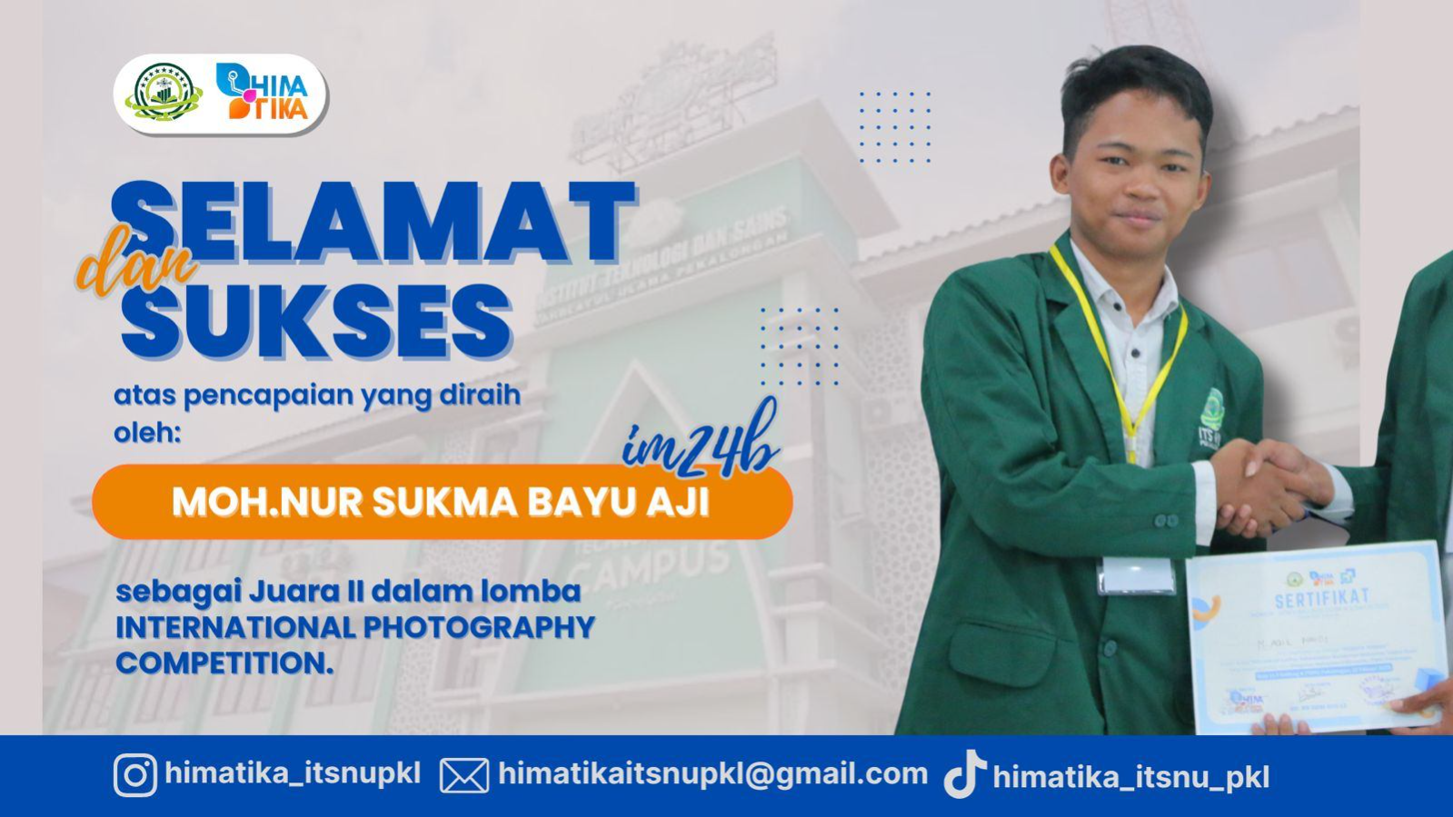 Mahasiswa Informatika ITSNU Pekalongan Raih Prestasi Juara II International Photography Competition